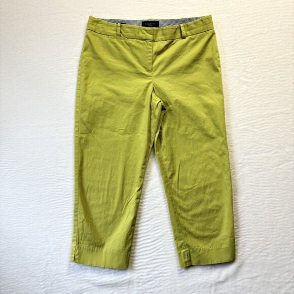 Talbots Pants Women Sz 10P Green Chino Mid Rise Relaxed Leg Cropped‎ Preppy - Picture 1 of 12
